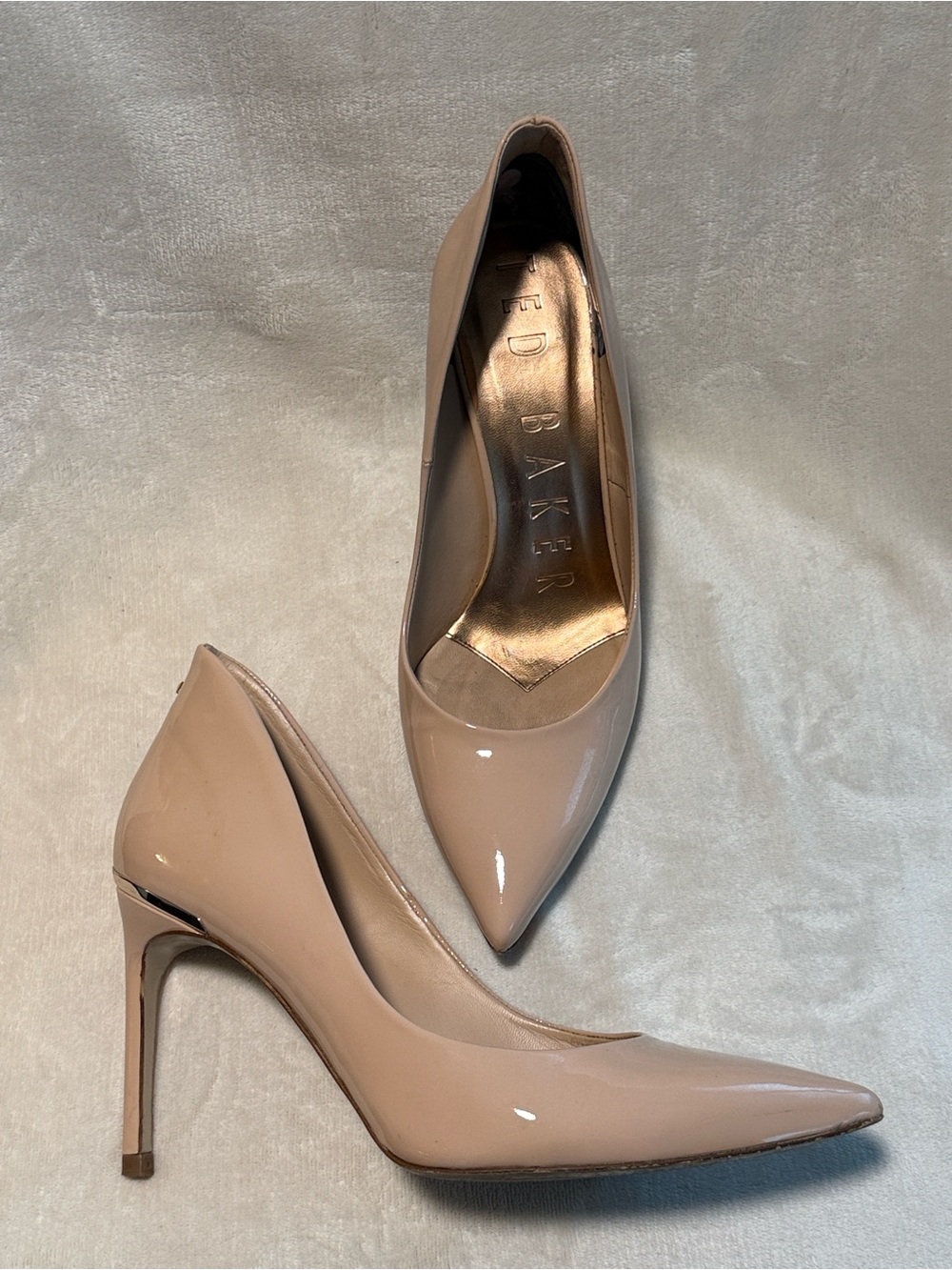 Ted Baker London Kaawin Nude Patent Leather Stiletto Heels, Size 10